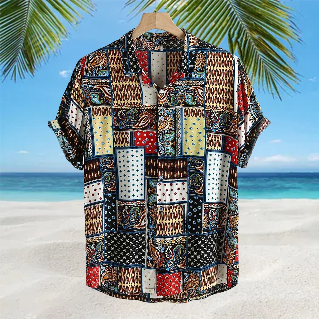 

Short Sleeve Shirts Mens Polyester Cotton Beach Shirts for Camp