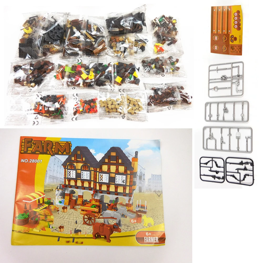 

Urban Medieval Luxury Farm Holiday House Building Blocks Sets 884pcs Construction Bricks Boy Kids Toys christmas birthday Gifts