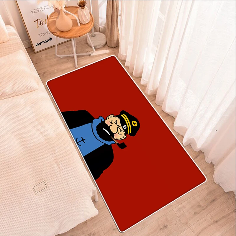 

Tintin Adventure Home Kitchen Mat Modern Living Room Floor Mat Household Bathroom Entrance Non-Slip Doormat Cartoon Rug Carpet