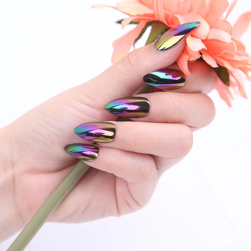 5Pcs/pack Full Cover Colourful Artificial Gel Short Pointed Coffin False Nail Tips DIY Salon Fake Practice Board Tools | Красота и