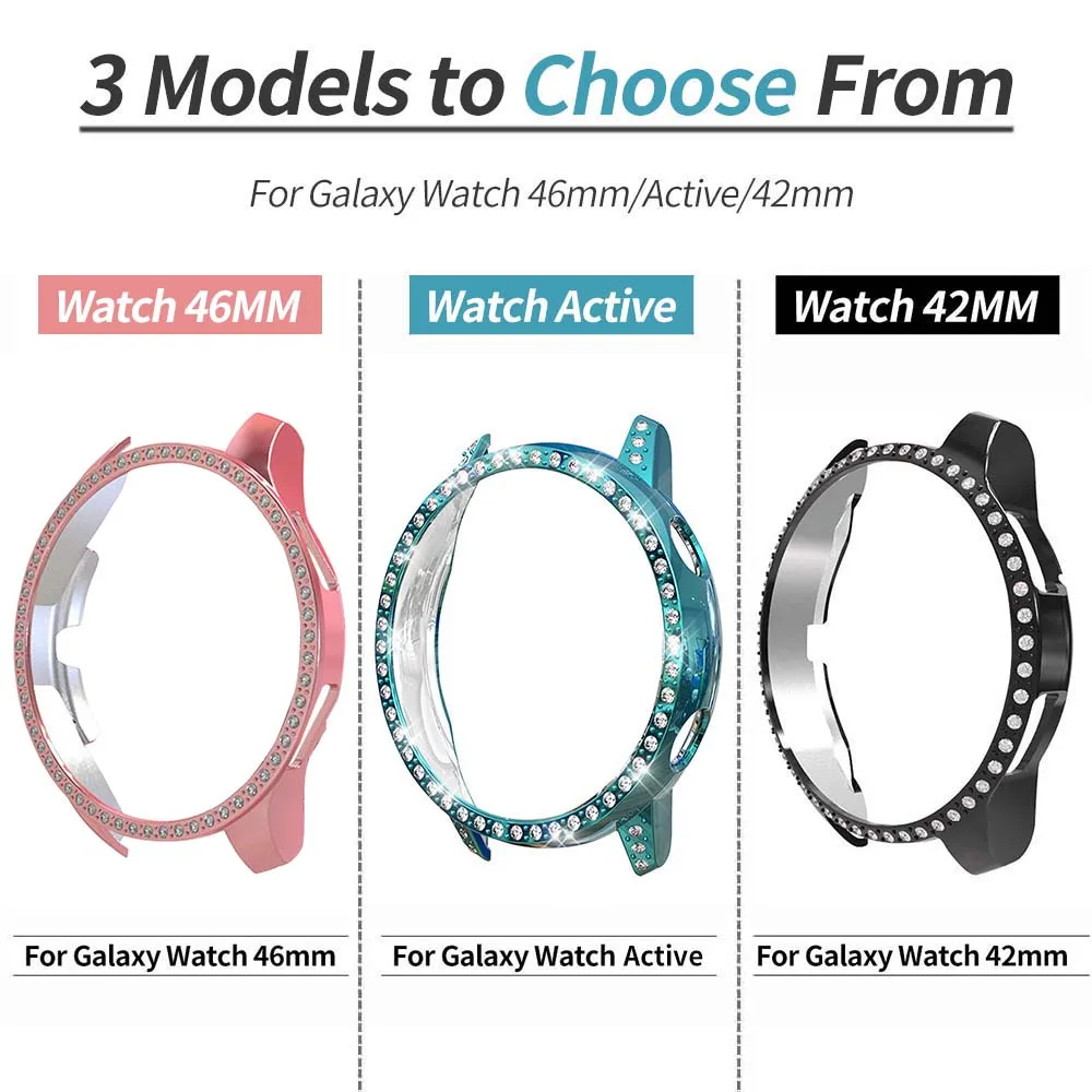 

Fashion Diamond Plastic Case for Samsung Galaxy Watch 46mm/42mm/active 2 1 40mm 44mm Protector Cover Bumper PC Frame Accessories