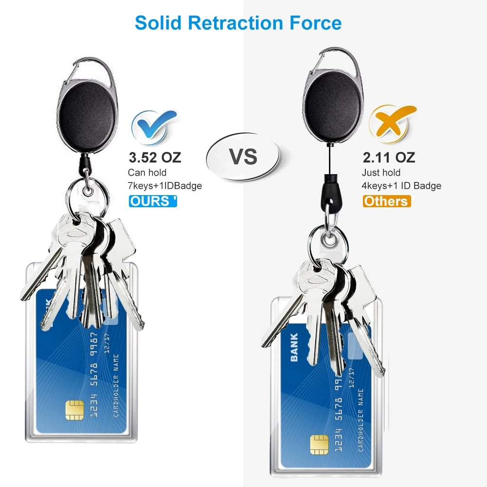 

1\5\10pcs Holder with Belt Clip Key Ring for Name Card Keychain Heavy Duty Retractable Badge Holder Reel, Square Metal ID