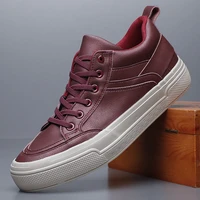 2021 autumn new men casual sneakers british style simple sewing vulcanized shoes men designer flats black burgundy m21363