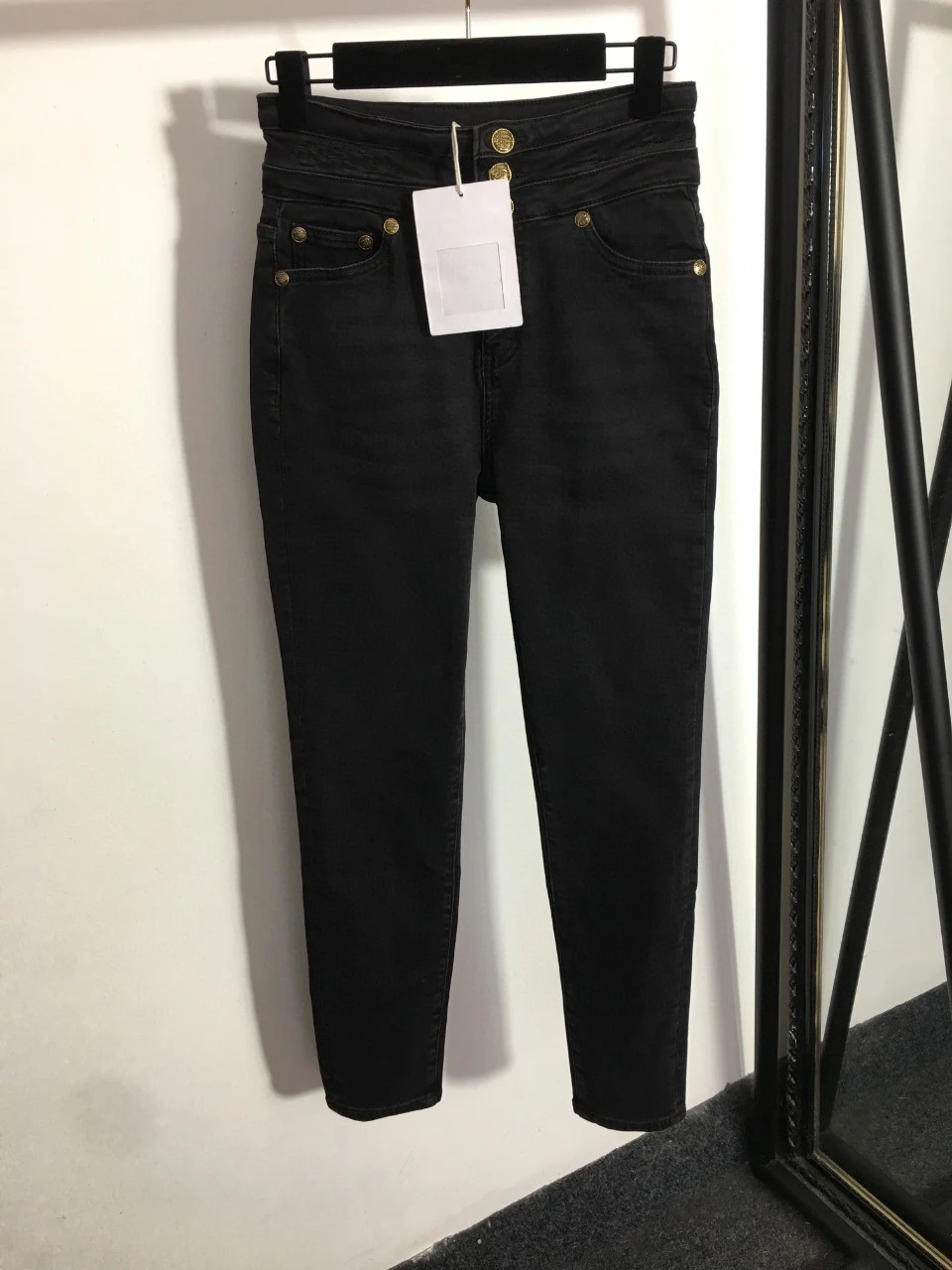 

High Quality Luxury Autumn Autumn and Winter Women Velvet Warmth Waist Embroidered Three-button High-waisted Jeans Pants