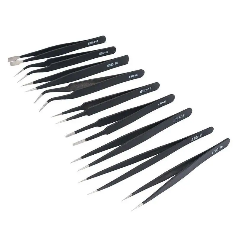 

Steel Tweezers Professional Used For Smd Chip Jewelry Electronic Eyelash Extension Work Repairing Leather V9C2