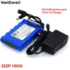 VariCore Портативный супер 18650 Перезаряжаемые комплект литий-ионный батарей Емкость ACDC 12 V 6800 мАч, CCTV камера монитор 12,6 V 1A Зарядное устройство