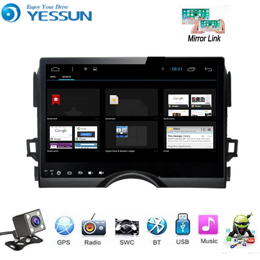 Автомобильный мультимедийный плеер YESSUN Android для Toyota Mark X 2009 ~ 2018 GPS-навигация
