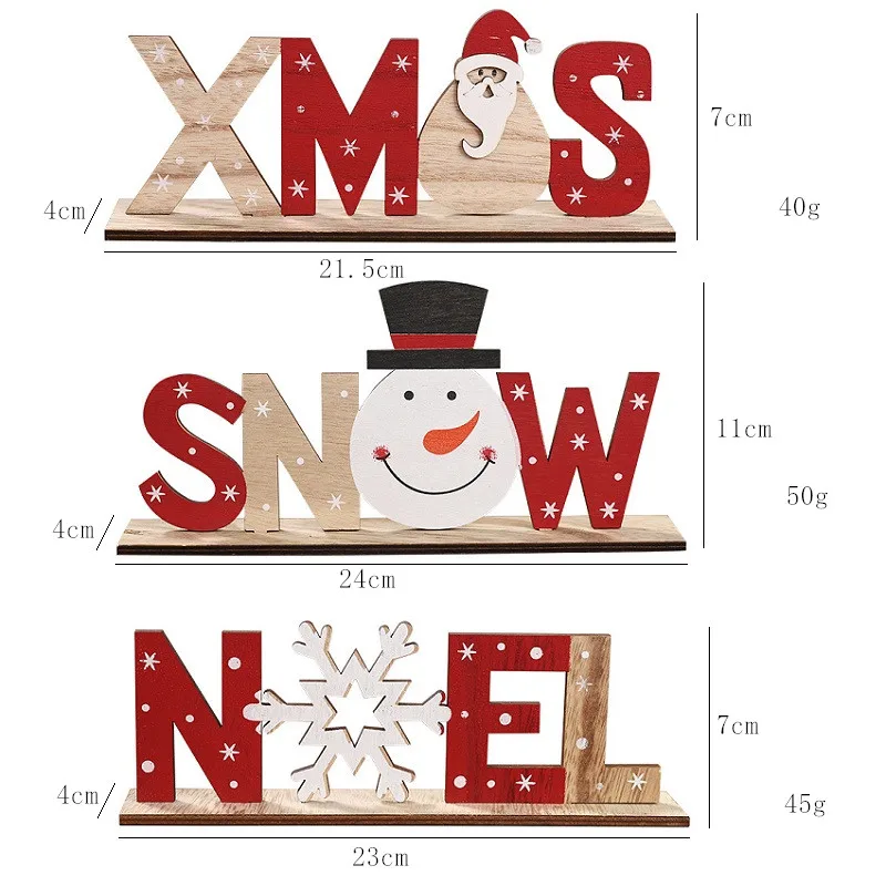 

Wooden Letters Christmas Decor Board Crafts Xmas New Year Gift Home Office Desktop Restaurant Cafe Ornament Figurines Decoration