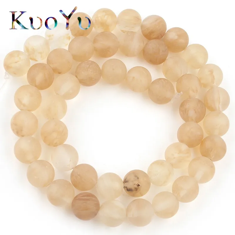 Матовые блестящие желтые лимонные кварцевые хрустальные бусины Mattt круглые