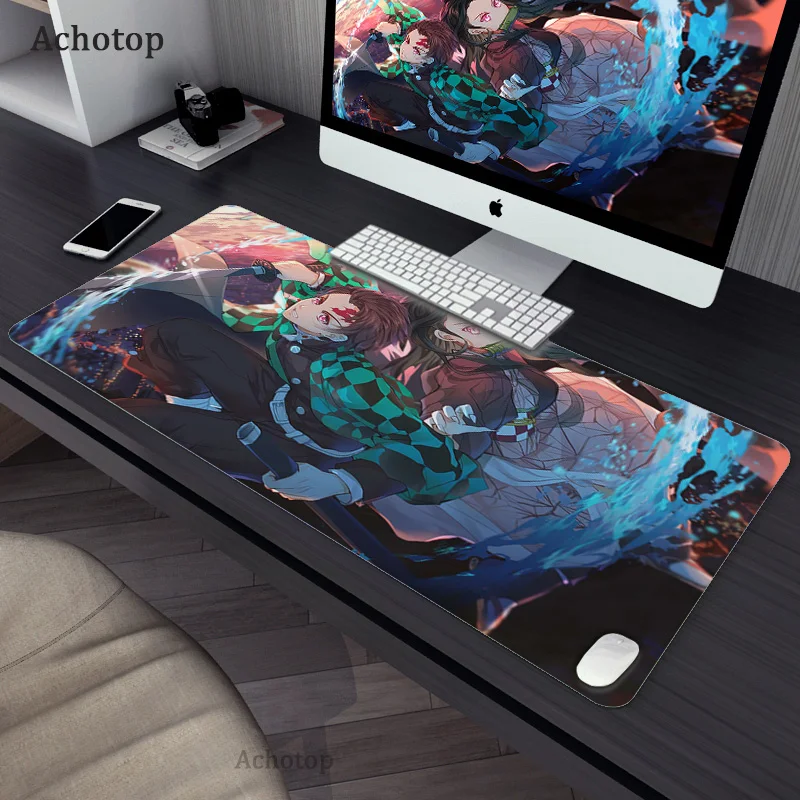 

XL Anime Kimetsu no Yaiba Pad Mouse HD Print Computer Gamer Locking Edge Demon Slayer Mousepad XXL Keyboard PC Mice Desk Mat Pad
