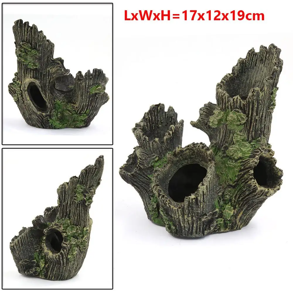 Aquarium Ornament Resin Wood Trunk Fish Tank Decoration for Crystal Red Shrimps Hide Cave House Betta Sleep Play Breed | Дом и сад