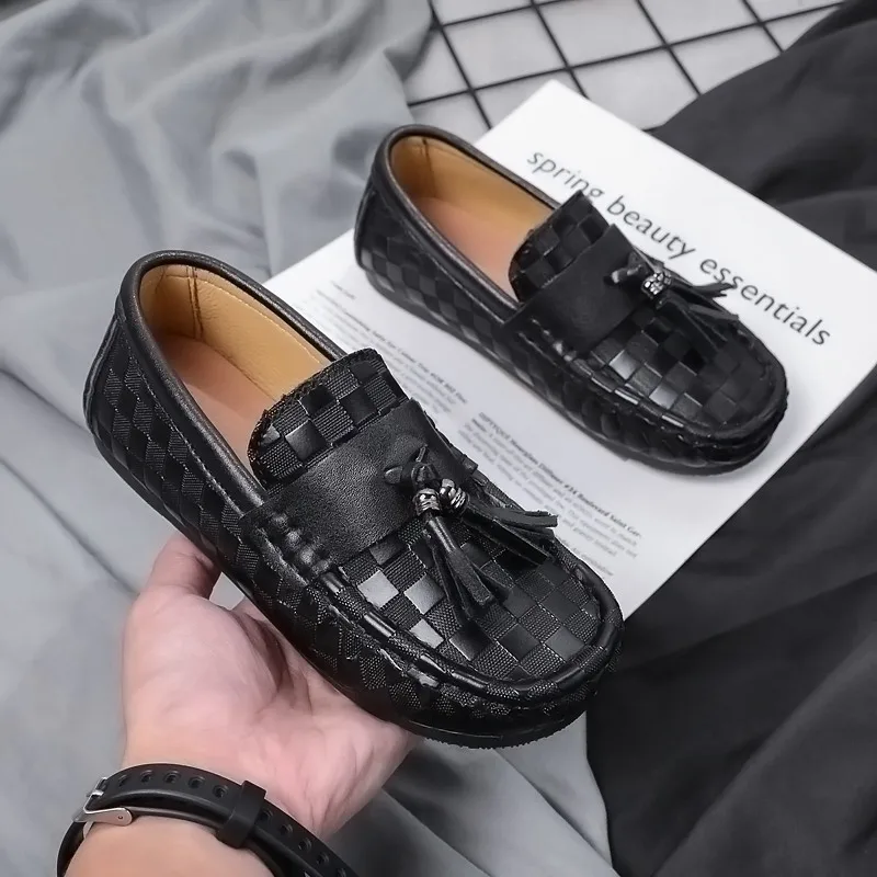 

Leather Luxury Brand Loafers Kids Boys Girls Designer School Shoes Moccasins Soft Flats Kawaii Toddler Shoes Children's Shoes