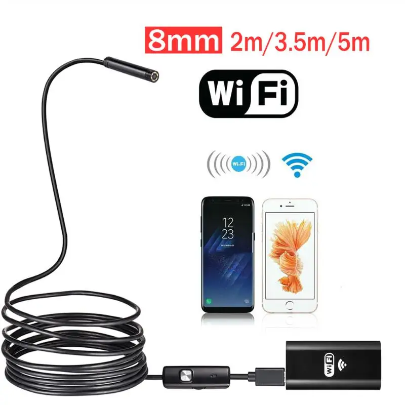 Wi Fi эндоскопическая камера HD720P объектив 8 мм Беспроводная Водонепроницаемая мини