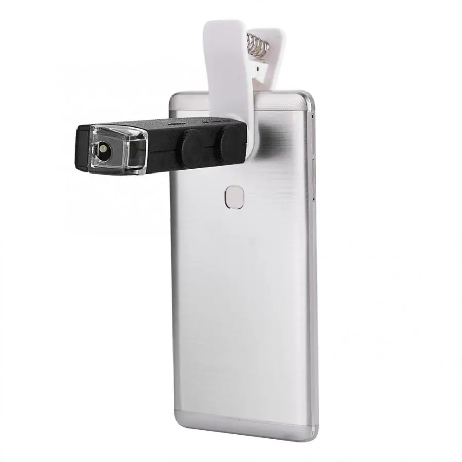 Линза микроскопа для телефона 60X-100X оптический зум светодиодный микроскоп линза