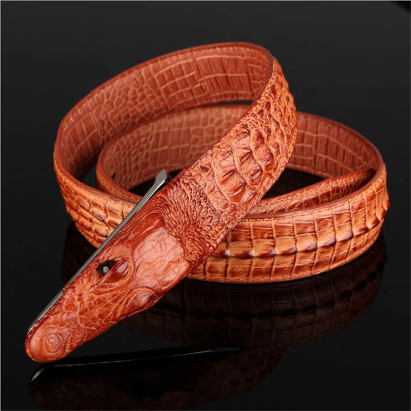 

2021 Luxury Belts for Men Cowhide Crocodile Belts Personality Retro Smooth Buckle Fashion High Quality Leather Belts