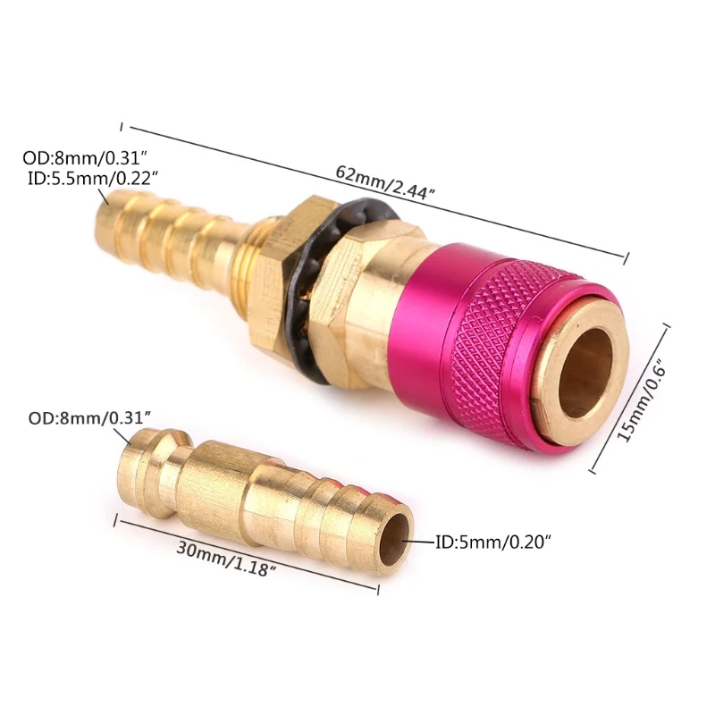 

Water Cooled Gas Adapter Quick Connector Fitting For TIG Welding Torch +8mm Plug