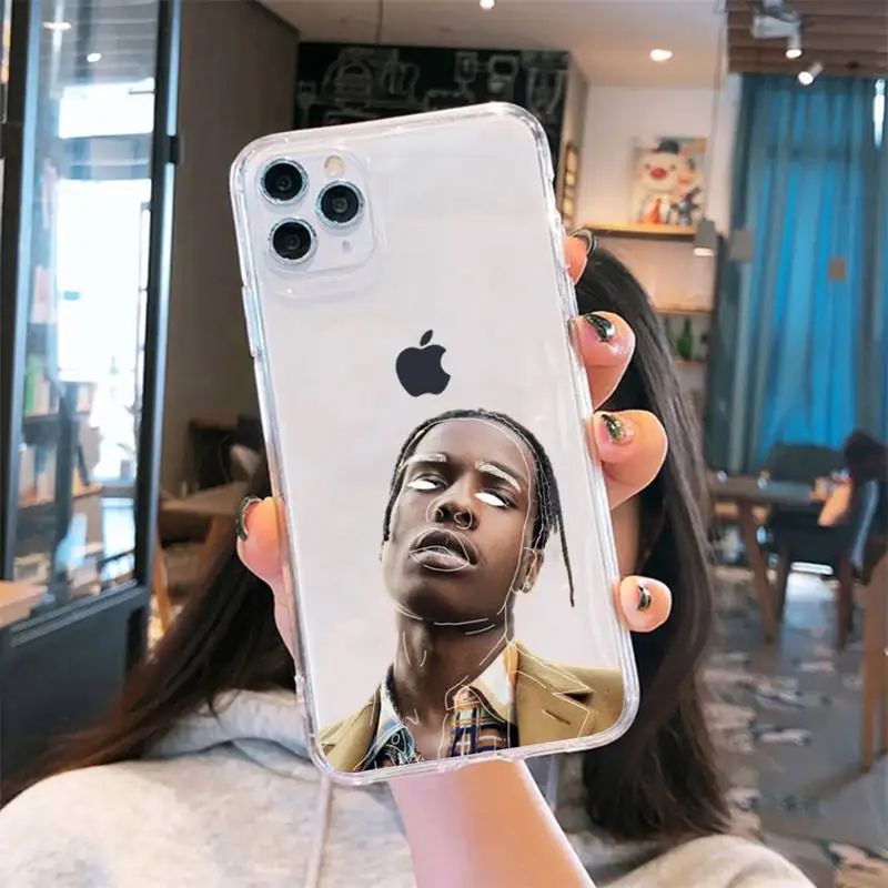 

Asap Rocky Rapper star Phone Case Transparent for iPhone 6 7 8 11 12 s mini pro X XS XR MAX Plus cover funda shell