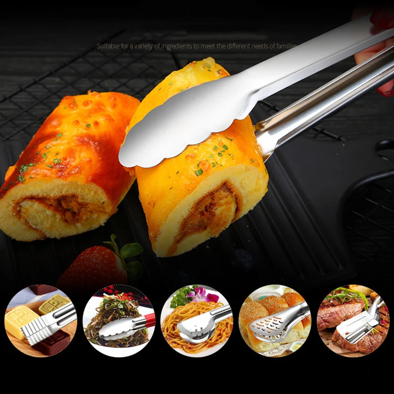 9inch Kitchen Tongs Stainless Steel Serving Barbecue with Non Slip Grip BBQ Salad Tools Grill Accessories | Дом и сад