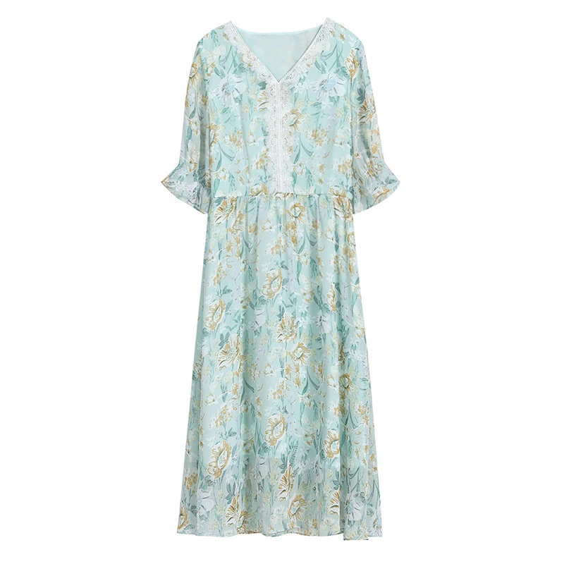 

COIGARSAM Chiffon Women dress New Summer High Waist Dresses Design And Color 9287