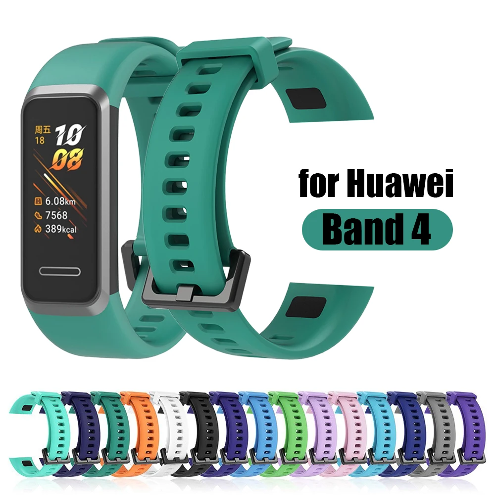 

Solid Color Strap For Huawei Band 4 Bracelet Silicone Straps huawei4 band4 Soft Bands Watchband Replacement Wristbands