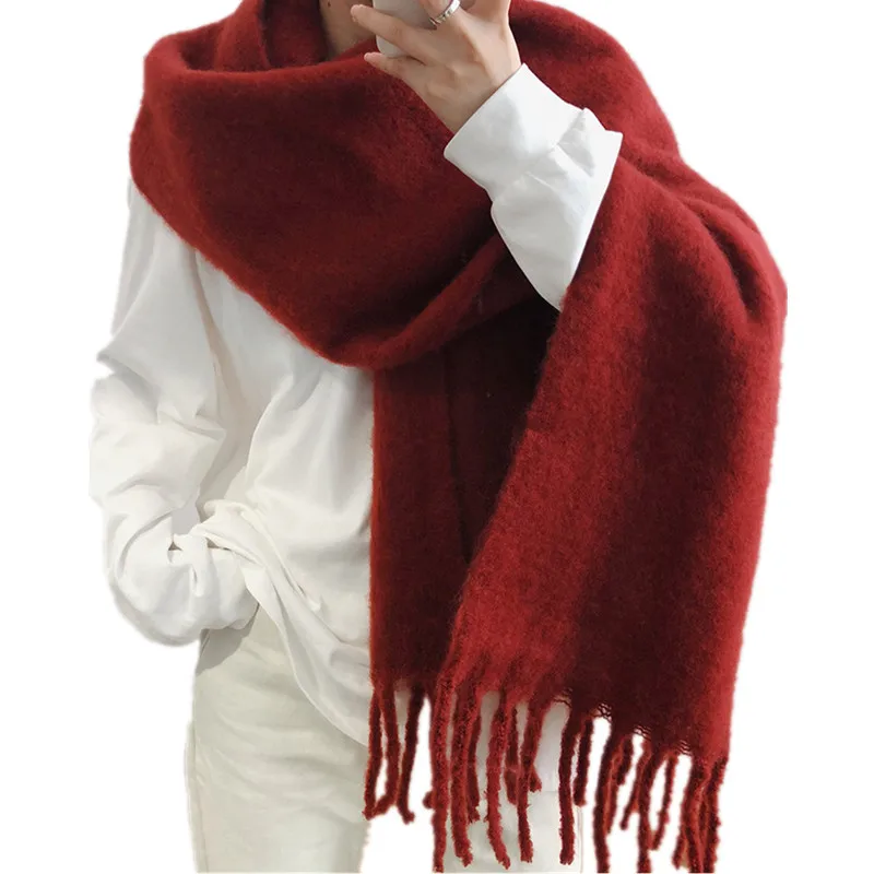 

Mohair Super Thick Winter Scarves Stole Red Women's Wool Shawl Beige Female Poncho Women Pashmina Blue Coffee Ladies Scarf Wrap