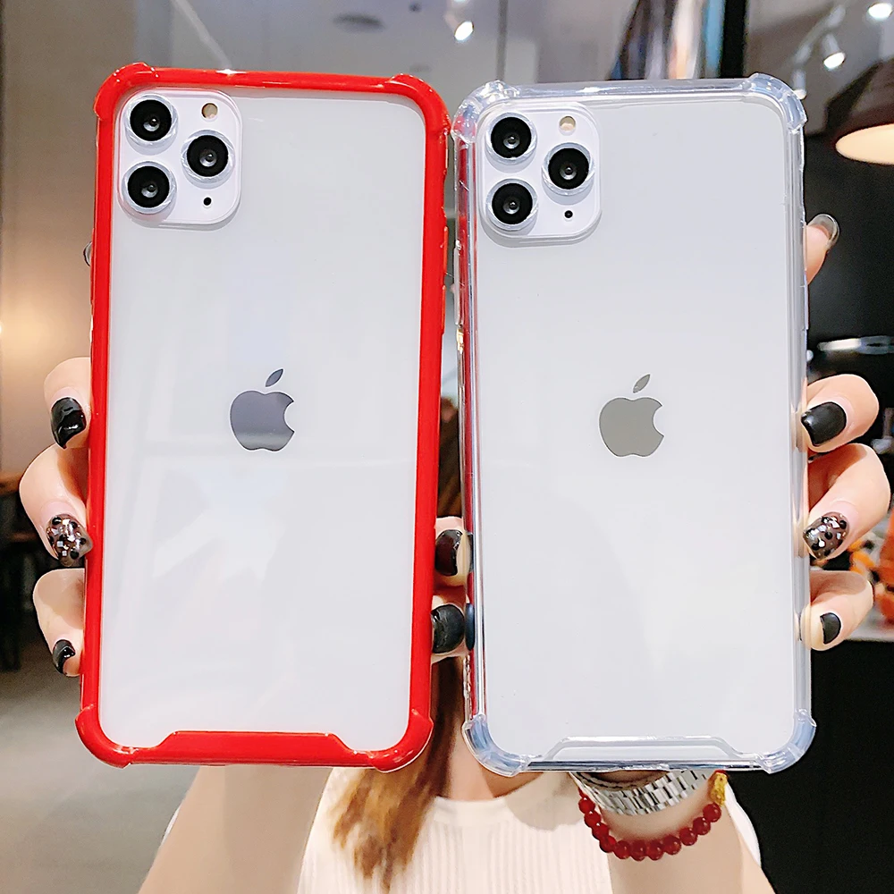 Candy Color Transparent Shockproof Phone Case For iPhone 11 Pro Max XR X XS 7 8 6S Plus Soft Acrylic Cover Bag | Мобильные телефоны
