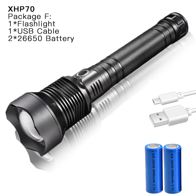 F 80000 люмен самая мощная лампа xhp70.2 светодиодный фонарик usb светодиодный фонарь с зумом xhp70 xhp50 18650 или 26650 Аккумулятор для кемпинга на открытом воздухе - Испускаемый цвет: F