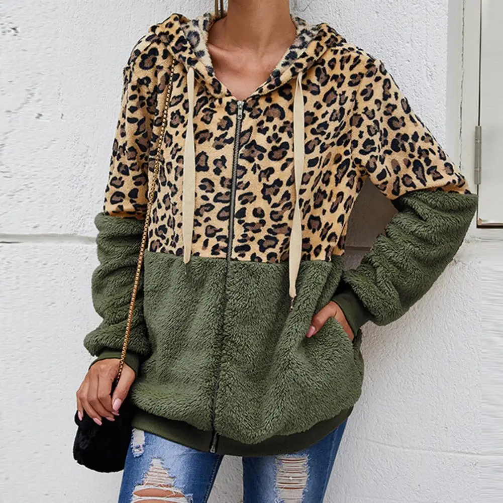 

Женская леопардовая куртка на молнии, с капюшоном
