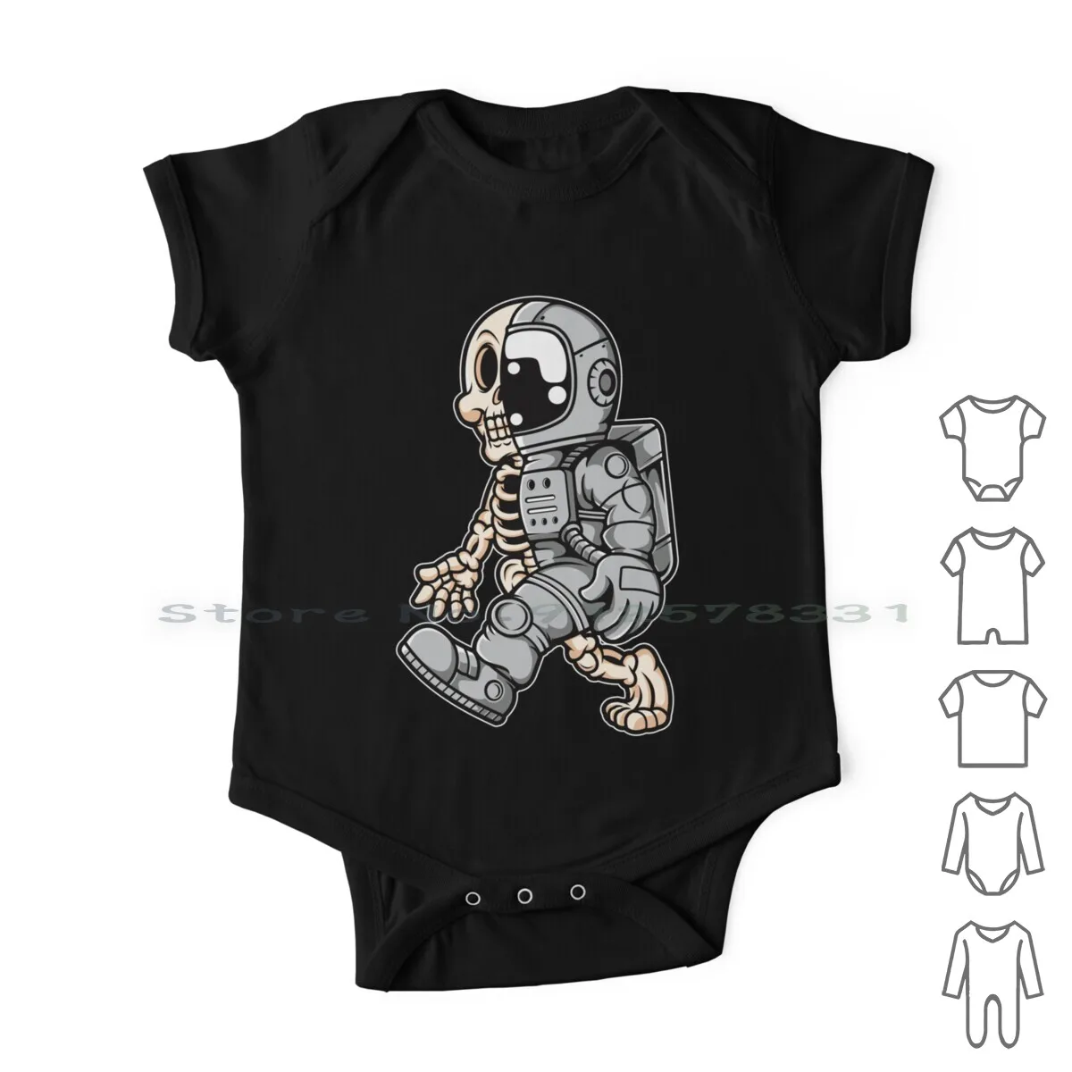 

Astronaut Half Skull-Funny Outer Space Lovers Newborn Baby Clothes Rompers Cotton Jumpsuits Skeleton Bones Skeletal System