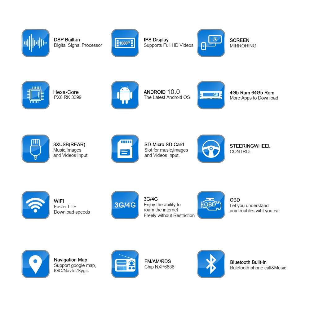 Автомобильный радиоприемник Android 10 2 Din GPS Navi HDMI RDS Wi Fi BT SWC 4 Гб + 64 ГБ|Автомагнитолы| |