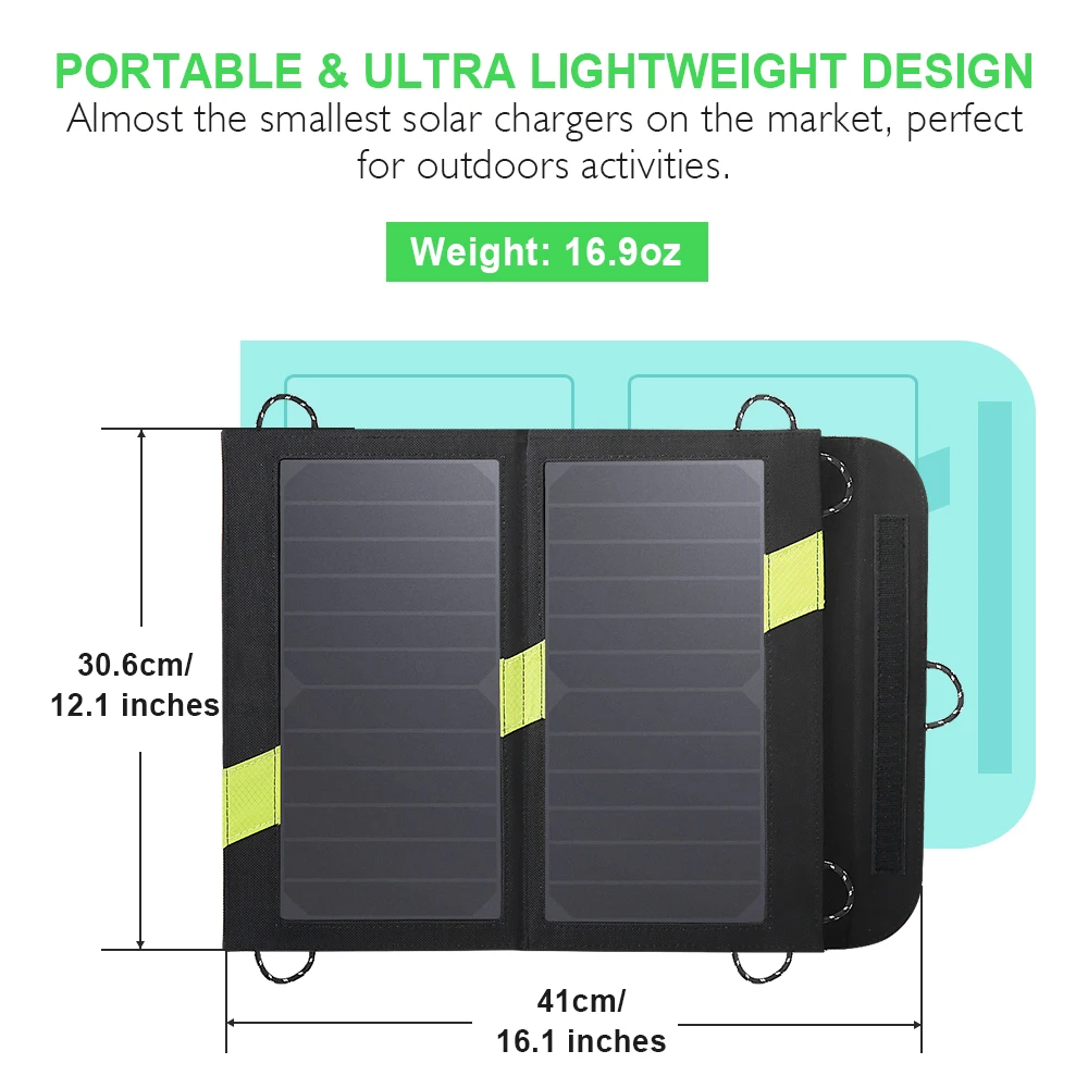 SunPower Высокоэффективная сумка с солнечной панелью и двумя USB портами для iPhone 5s 6 6s 7