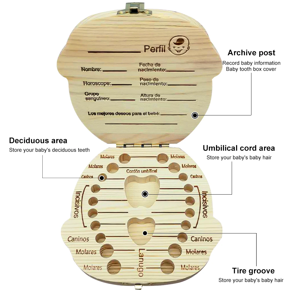 Деревянная детская коробка для хранения зубов