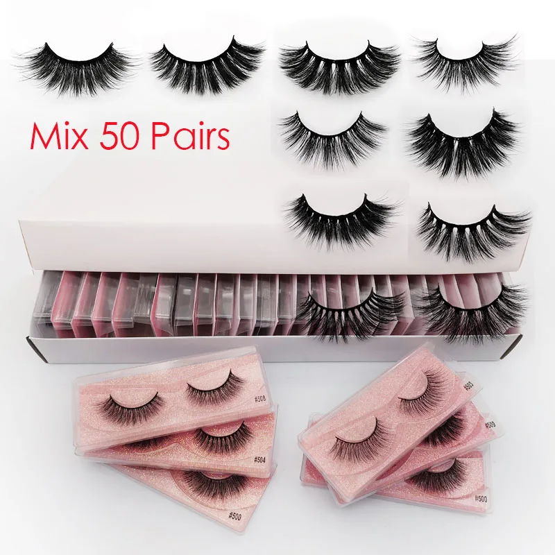 Mix 50 Pairs Ресницы,, 20 Вт, 30 Вт, 40 см/50 шт ресницы серо-коричневого цвета ресниц в объемные норковые ресницы натуральные накладные ресницы объем ресниц косметика - Цвет: Mix 50 Pairs