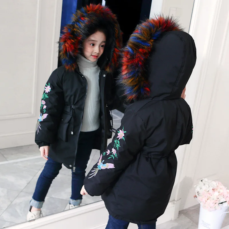 Зимняя куртка для девочек Детская верхняя одежда парки плотное теплое пальто с