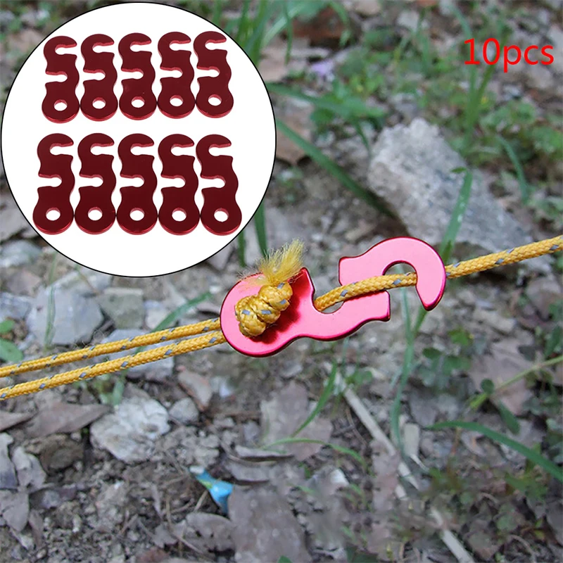 10 шт./лот быстросъемные Заглушки для веревки палатки из алюминиевого сплава