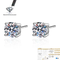 ef tota 0 5ct 1ct round cut diamond test passed moissanite 18k white gold plated 925 silver earrings woman girlfriend gift