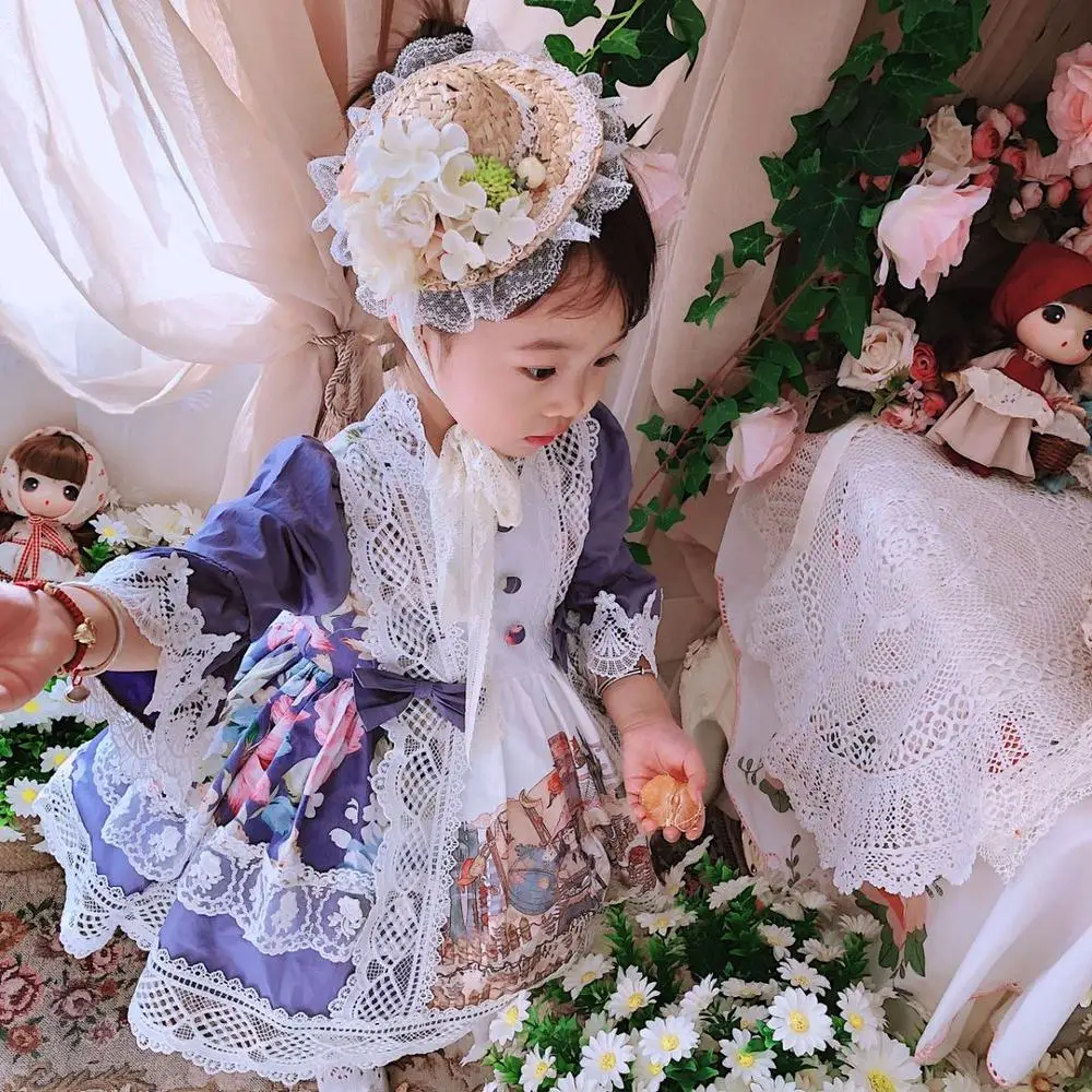 Для маленьких девочек летней Весна фиолетовый старинная испанская Турции в