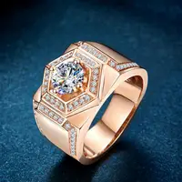 HOYON S925- Mosangite Platinum style Ring Customizable 18K Rose Gold color Domineering Men's Forefinger Ring