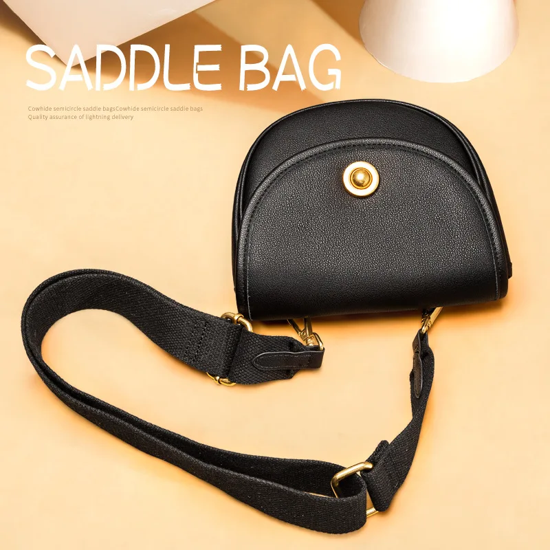 

Leather handbags autumn and winter wild saddle bag new Korean version of the semi-circular simple messenger shoulder bag