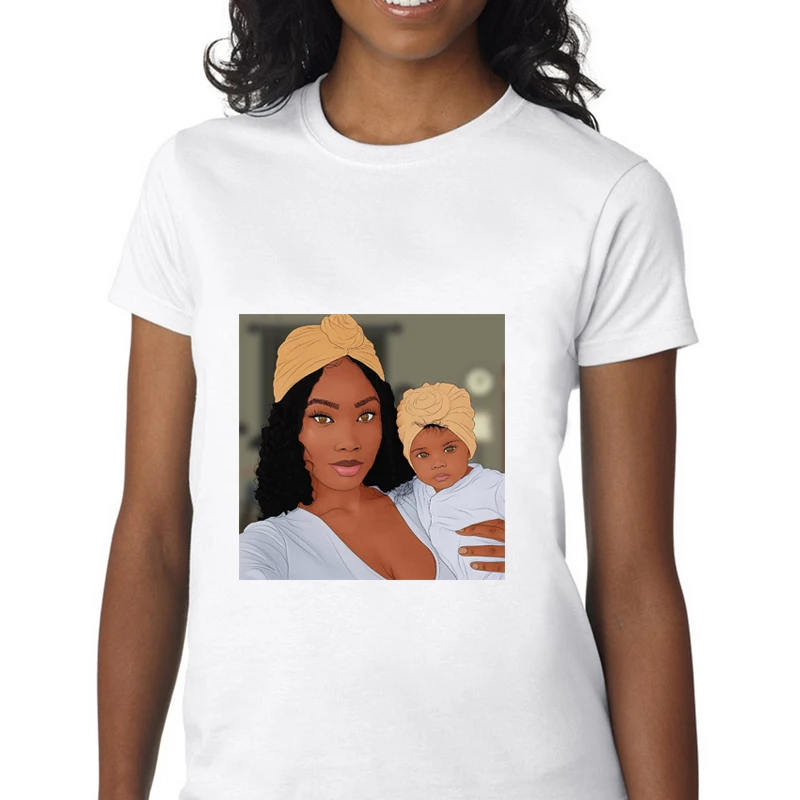 

2020 summer Melanin Poppin tshirt cute casual black girl t shirt women tops tee super mom femme harajuku Short sleeve streetwear