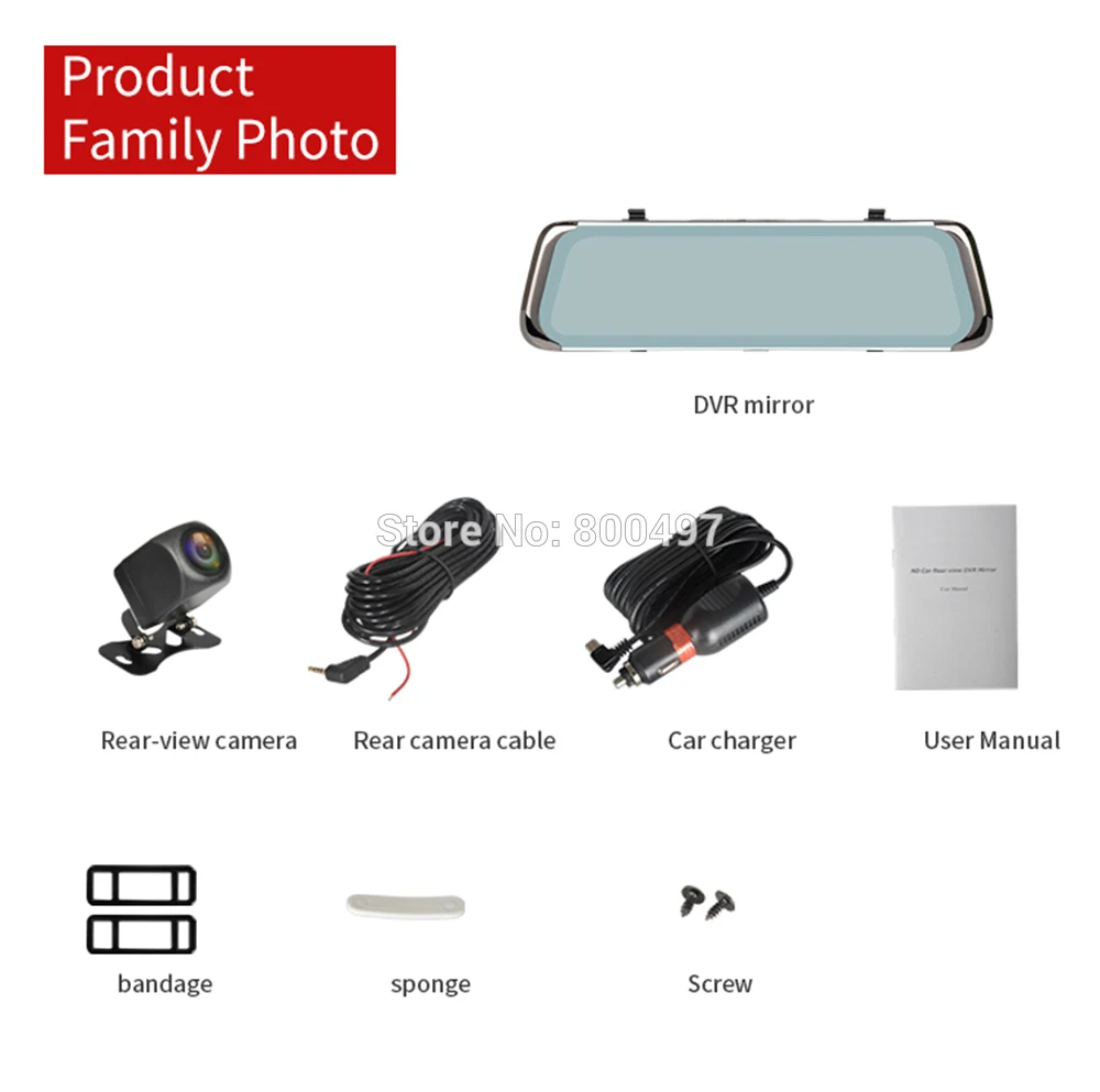 

Car DVR FHD 1080P 10" IPS Full Screen Stream Media Rear View Mirror Retractable Camera with Dual Channel G-Sensor Dash Cam