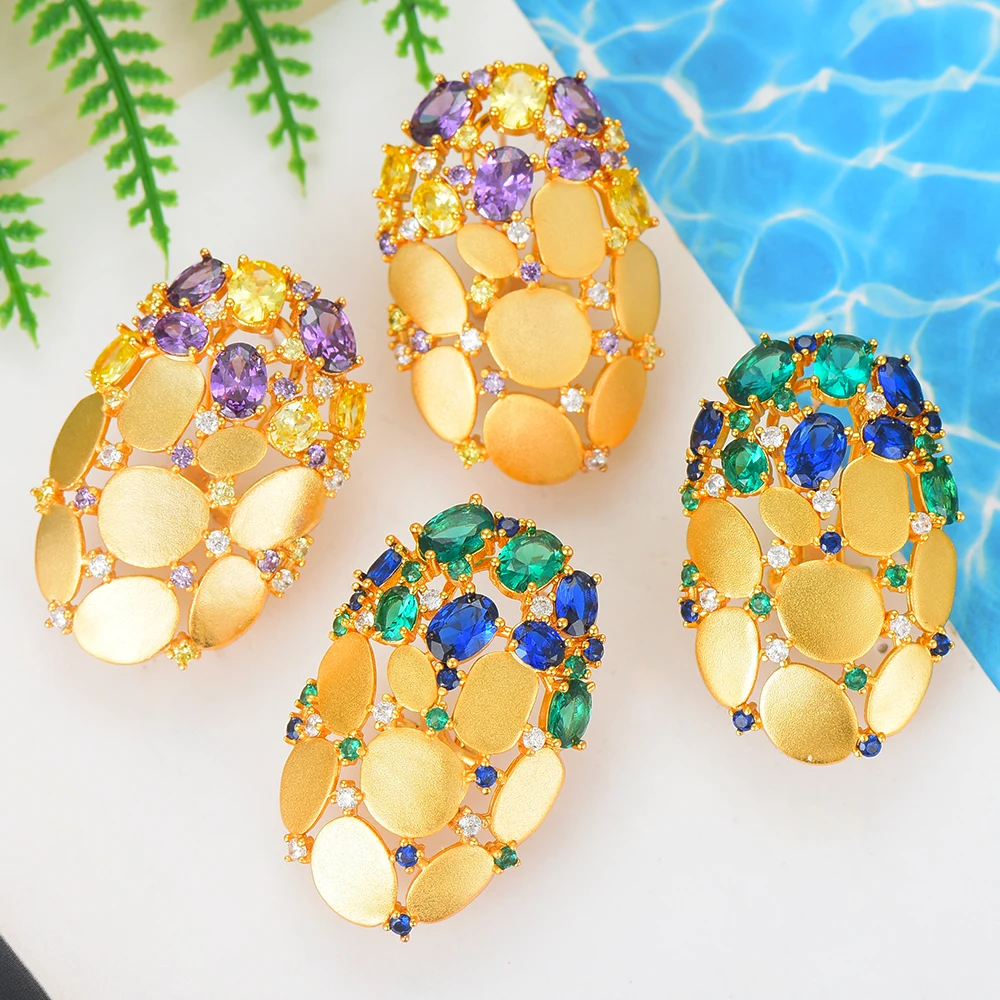 

LARRAURI 2020 Fashion Jewelry Romantic Trendy Golden scrub Earrings For Women Nigerian Bridal Wedding Engagement Stud Earrings