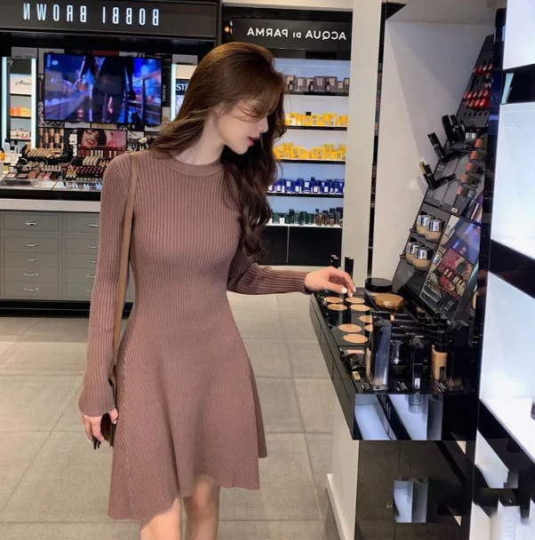 2020 базовое осенне зимнее короткое толстое платье свитер aline элегантное вязаное