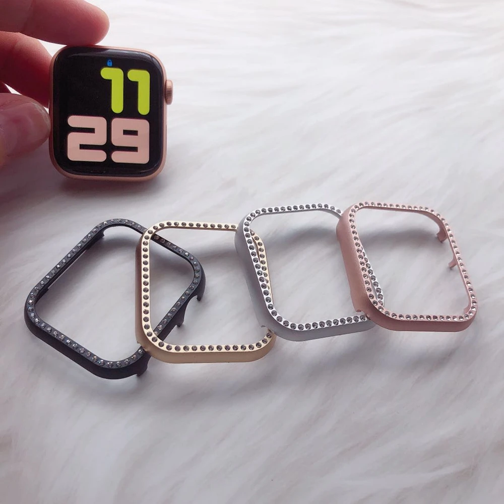 Твердый защитный чехол с бриллиантами для iwatch band Apple Watch Series se 6 5 4 3 2 1 38 мм 42 40 44