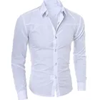 Рубашка мужская классическая с длинным рукавом, приталенная, для делового образа, повседневная, белая, лето 20201