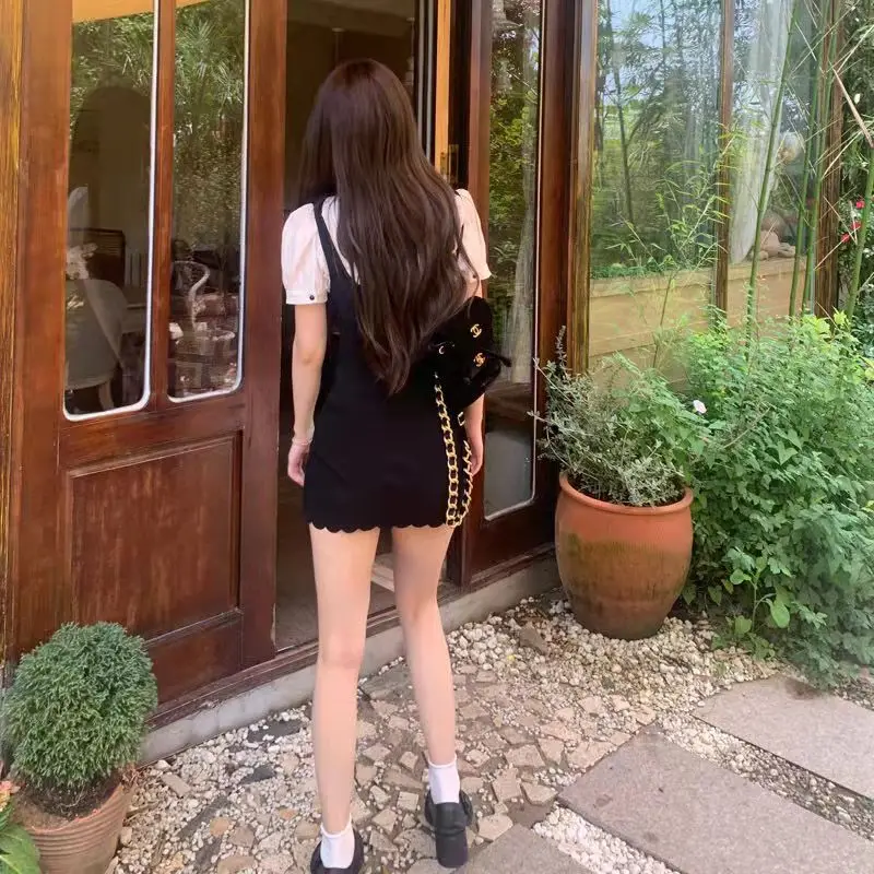 Черное мини-платье с бантом женское в стиле Харадзюку 2000s сексуальное винтажное