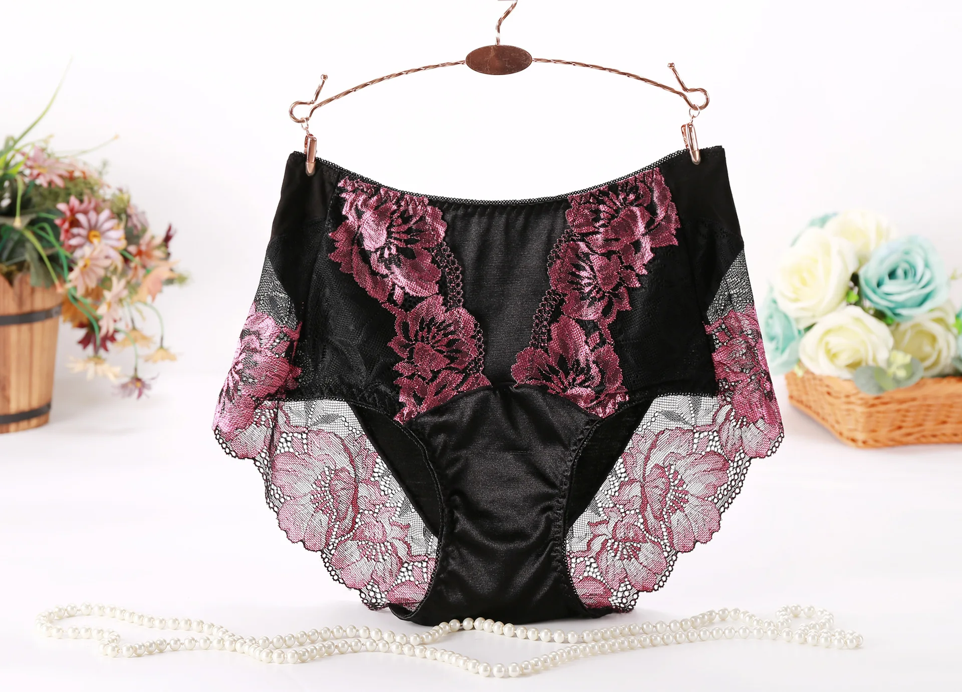 

High Waist Stretch Breathable Panties Plus Size Lace Briefs Women's Underwear