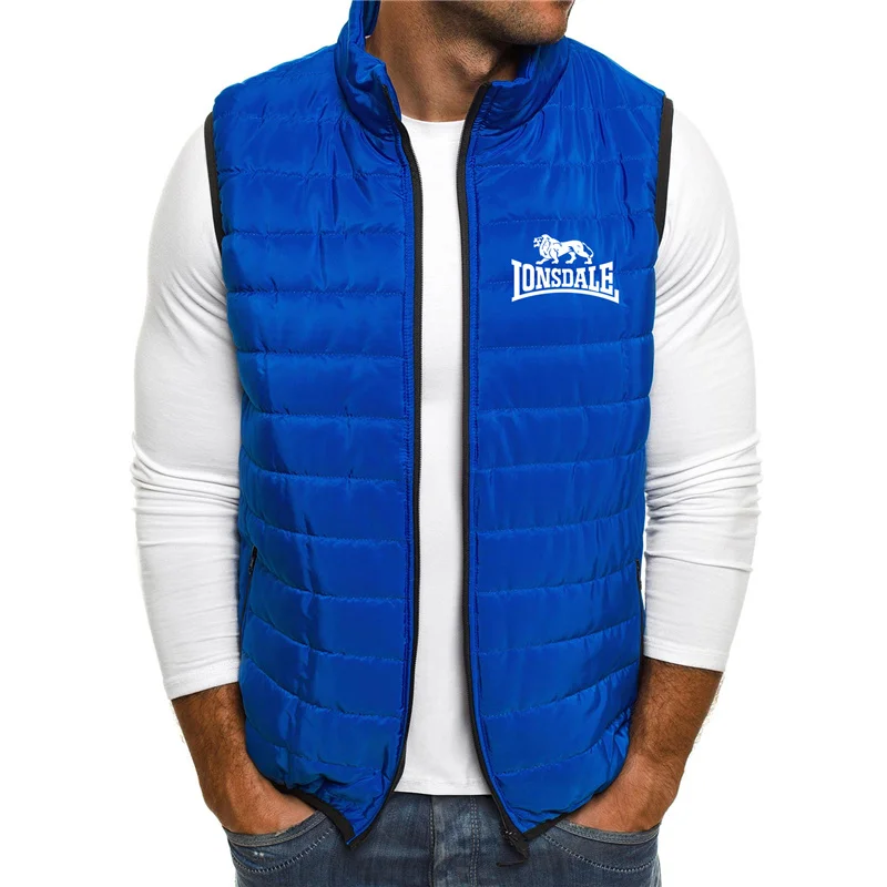 

Winter New Men Black Down Vest Ultralight Sleeveless Vest Jacket Fashion Printing design Stand Collar Men Large Size Loose Vest