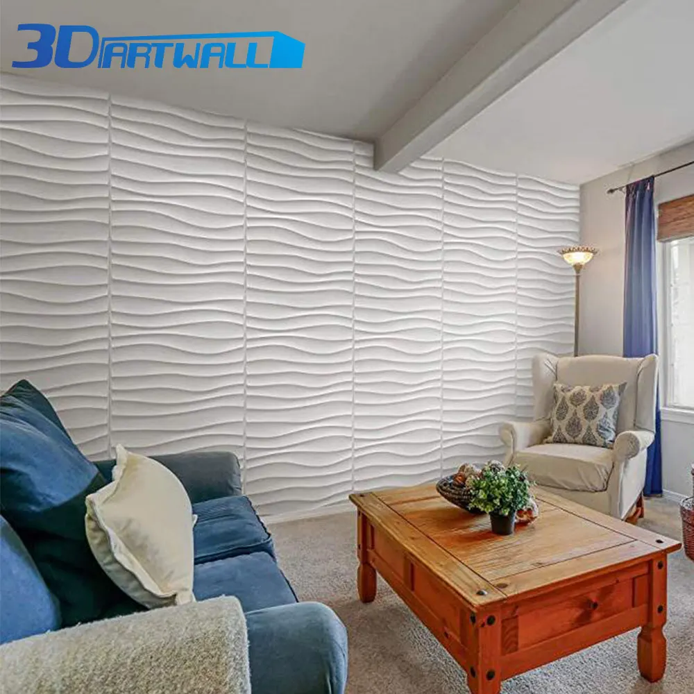 3DARTWALL ПВХ 3D стеновая панель ПВХ волновой стены дизайн Белый 19," x 19,7" 12 штук в коробке 32 фута