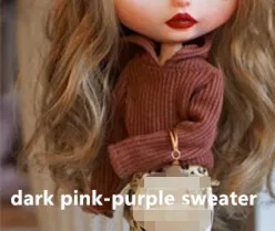 dark pink-purple Новая кукла Шерсть Толстовка Blyth с капюшоном свитер кукольный наряд(Fit blyth, pullip, BJD, azone, kurhn, Licca, JerryB, кукла 1/6 - Цвет: dark pink-purple